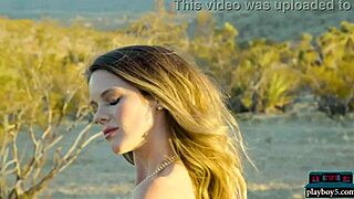 big natural tits milf blonde and young 18+ model give a striptease in the desert, with clothes ripped for fun