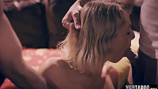Outdoor threesome adventure with a young hitchhiker and her companions