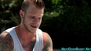 i'm the muscular bodybuilder gettin a blowjob outdoors and facin a cumshot, oh man