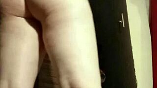 Busty camgirl fingers her ass in grey for anal!