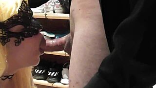 Blonde gives intense blowbang with cum in mouth and monster cock banging