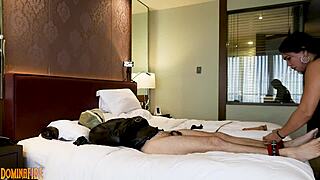 dominafire femdom facesits and edges german slave in latex bondage