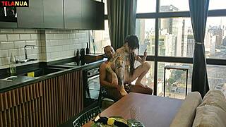 WOW! Teen Brasileira Takes On BIG BLACK COCK Latino!