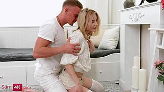 Aroused Boy Seduces Slim Blonde GF for Doggystyle on Couch. She’s Bent Over and Loving It!