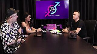 glamour old lady in lingerie rides in cowgirl style