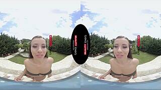 Reality lovers enjoy outdoor pool sex in missionary, cowgirl, and pov positions with blowjob and riding