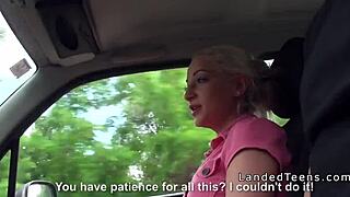 Blonde hitchhiker gets banged in the car by big cock
