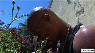 Katja Kassin leads interracial blowjob foursome to sticky cumshot.