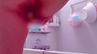 I saw off my husband, then masturbated in the bath as a married asian housewife.