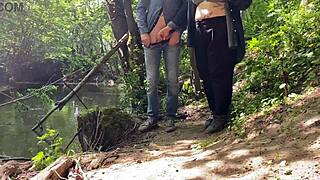 I-I mean, this perfect stranger milf with a big ass jerked me off so kinky near the lake, and it was outdoor public fetish fun.