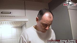 German amateur casting features curly haired housewife from next door.