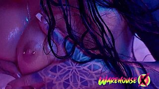 i masturbate and finger my tight pussy in the bathtub with fake tits.