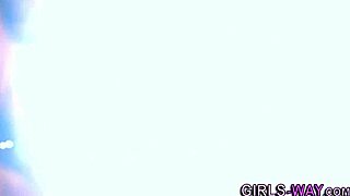 A cute lesbian babe gets bound and fingered until she squirts