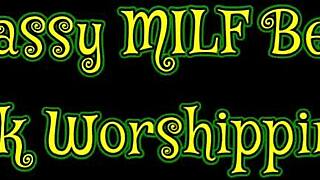 Watch this classy milf turn into a cock-worshipping slut with pierced nipples and dirty talk?