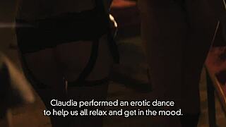 Lesbian threesome in cinema, who rides first?