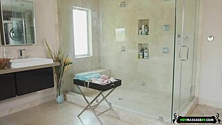 Oiled Blonde Petite Enjoys Erotic Shower Sex With Group In Double Booking