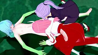 shuna and shion feel intense pleasure in hot springs slime parody threesome