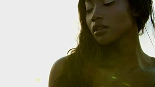 ebony model mimi desuka strips in pool