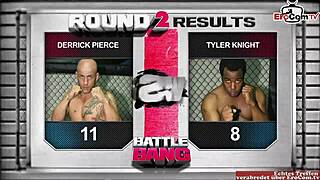 Blonde babe with natural tits gets intense titty fuck in boxing ring