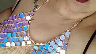 My wife’s a sexy exhibitionist, flashing pierced big tits