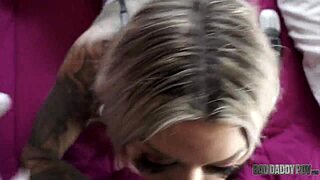 blonde stepdaughter karma rx gets slammed hard by perverted step dad on valentine's day.