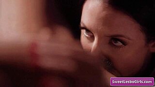 Angela White and Jenna Foxx explore juicy lesbian licks close up