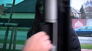 found this squirting brunette on the street, naked ass ready for car action