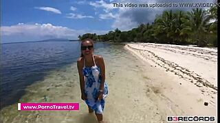 Hey, girlfriend gives public beach blowjob before monster cock fucking.