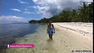 Hey, girlfriend gives public beach blowjob before monster cock fucking.