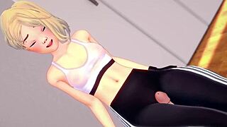 spider gwen cools off after a sweaty workout with some adult fun.