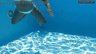 angelica relaxes by the swimming pool, looking her best