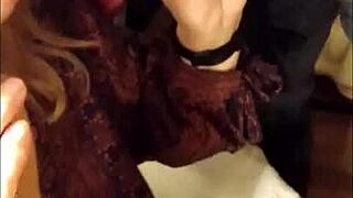 Housewife sucks cock during phone call to mummy, feeling naughty and slutty.