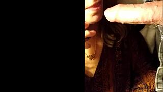 Housewife sucks cock during phone call to mummy, feeling naughty and slutty.