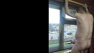 Shy amateur masturbates naked by the window