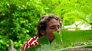 stepsiblings get tight pussies pounded by stepbro in missionary spreadeagle