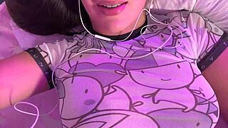A college sweetheart answers my video call and flaunts her voluptuous buttocks while her partner sleeps