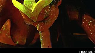 Translucid goddess masturbates with dildo solo