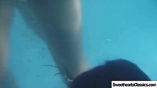 lesbian swimming team explores outdoor fingering in retro garden