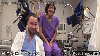 Patient jackie banes gets hitachi magic wand orgasms during medical examination at hitachihoescom