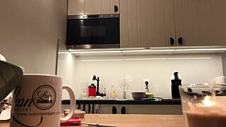 Perfect Pokies On Kitchen Cam Braless Sylvia Amazing Nipples!