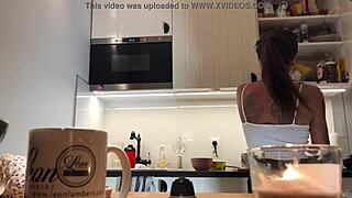Perfect Pokies On Kitchen Cam Braless Sylvia Amazing Nipples!