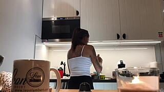 Perfect Pokies On Kitchen Cam Braless Sylvia Amazing Nipples!