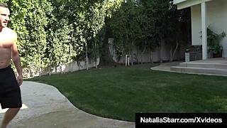 Nympho Natalia Starr feels ecstasy during cumshot on sofa