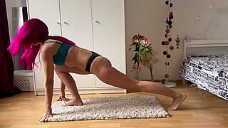 flexible naked yoga session with a girl who has a fit natural body