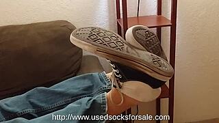Gay foot fetish with dirty stinky socks