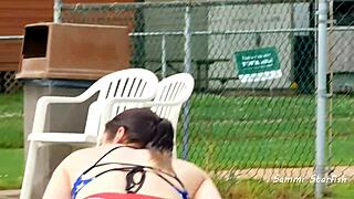 I caught my bikini milf wife flashing at the campground pool today.