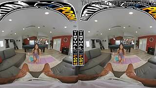helping petite latina xxlayna marie stretch with huge black cock in yoga