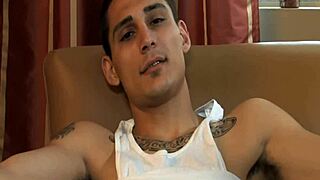 This tattooed punk is jacking off hard to achieve a gay orgasm