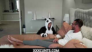 Fucking Tiny 18+ Teen Whore Zerella Skies in Panda Costume with Intense Action
