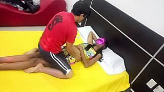 We started homemade porn with a sleepover with my brunette stepsister and then mounted her